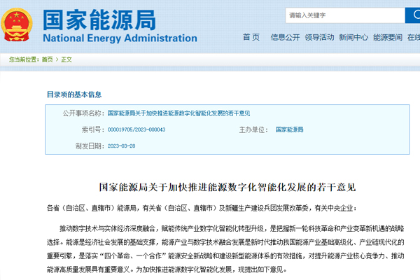 關(guān)于加快推(tuī)進能源數(shù)字化智能(neng)化發展的(de)若幹意見(jiàn)